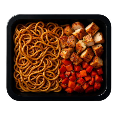 Eiernoodles Kipfilet Paprika